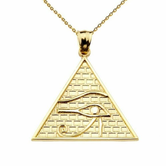 14k Gold Horus Pendant Necklace 13 steps Pendant